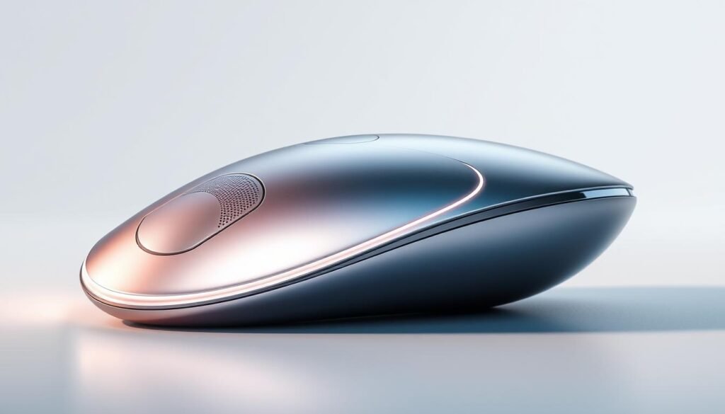 A sleek, futuristic-looking device named Glowin' Beaute Oligio X, its metallic body emanating a soft, iridescent glow. Intricate panels on the surface suggest advanced features - a vibrating mechanism and an intelligent cooling system. The device is photographed against a minimalist, white background, showcasing its clean, sophisticated design. Dramatic, directional lighting highlights the device's contours, creating dramatic shadows and highlights. The overall mood is one of modern, high-tech elegance. A sleek, futuristic-looking device named Glowin' Beaute Oligio X, its metallic body emanating a soft, iridescent glow. Intricate panels on the surface suggest advanced features - a vibrating mechanism and an intelligent cooling system. The device is photographed against a minimalist, white background, showcasing its clean, sophisticated design. Dramatic, directional lighting highlights the device's contours, creating dramatic shadows and highlights. The overall mood is one of modern, high-tech elegance.