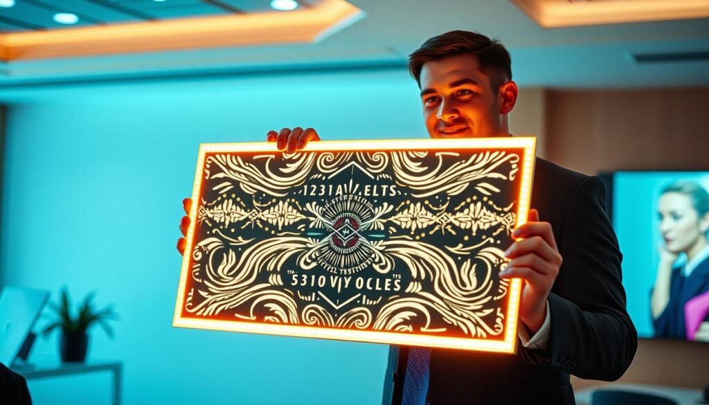 Vibrant and dynamic image showcasing the innovative application of Aloha LED lighting technology in hand-held display signage. A well-dressed professional holds up a sleek, backlit sign featuring striking patterns and dynamic illumination, creating an eye-catching visual spectacle. The lighting elements are expertly integrated, casting a warm glow and subtly highlighting the sign's design. The subject is captured in a modern, clean setting with minimalist decor, allowing the sign to take center stage. The overall composition radiates a sense of technological sophistication and visual impact, perfectly capturing the transformative power of advanced Aloha lighting solutions in the field of hand-held displays. Vibrant and dynamic image showcasing the innovative application of Aloha LED lighting technology in hand-held display signage. A well-dressed professional holds up a sleek, backlit sign featuring striking patterns and dynamic illumination, creating an eye-catching visual spectacle. The lighting elements are expertly integrated, casting a warm glow and subtly highlighting the sign's design. The subject is captured in a modern, clean setting with minimalist decor, allowing the sign to take center stage. The overall composition radiates a sense of technological sophistication and visual impact, perfectly capturing the transformative power of advanced Aloha lighting solutions in the field of hand-held displays.
