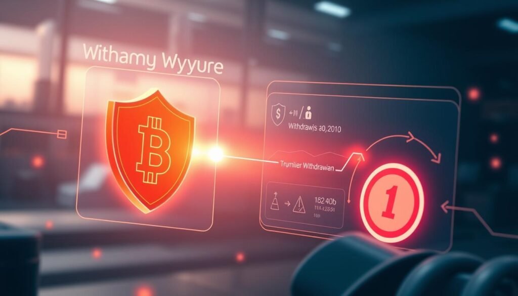 Generate an image of a secure and fast cryptocurrency withdrawal system. Generate an image of a secure and fast cryptocurrency withdrawal system.