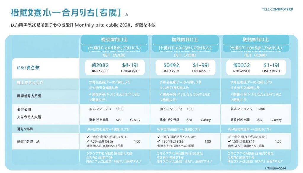 中國移動月費計劃比較 中國移動月費計劃比較
