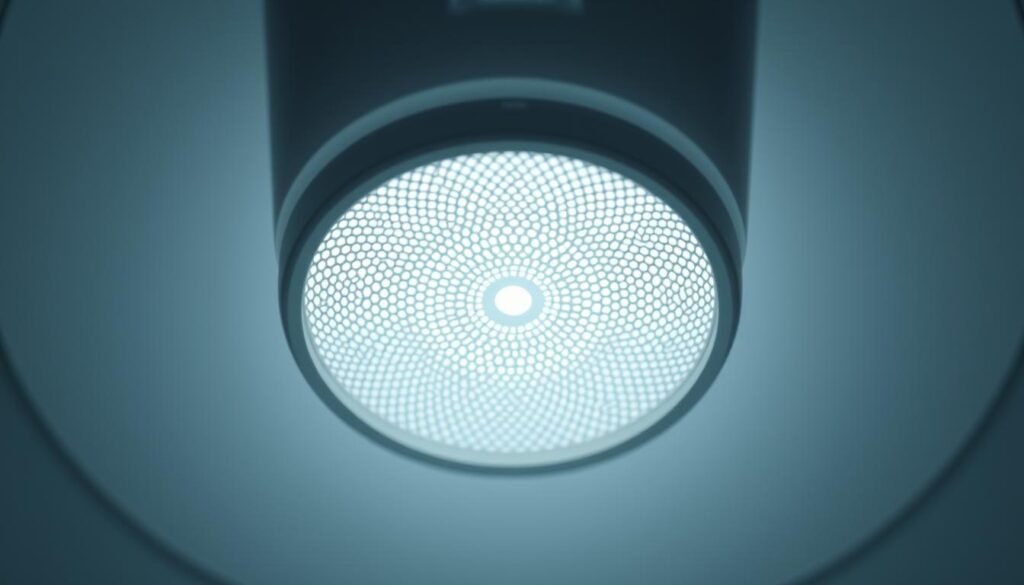 A highly detailed, close-up image of the iCareCPAP sleep apnea machine's filter, showcasing its intricate structure and design. The filter is positioned prominently in the center, with a crisp, clinical focus that highlights its delicate mesh-like composition and the tiny perforations that allow air to flow through. The background is a clean, neutral palette, emphasizing the filter's importance and functionality. Bright, evenly distributed lighting illuminates the filter, creating a sense of clarity and precision. The image conveys the vital role this component plays in the machine's operation, underscoring the importance of proper filter maintenance and replacement for optimal performance and user health. A highly detailed, close-up image of the iCareCPAP sleep apnea machine's filter, showcasing its intricate structure and design. The filter is positioned prominently in the center, with a crisp, clinical focus that highlights its delicate mesh-like composition and the tiny perforations that allow air to flow through. The background is a clean, neutral palette, emphasizing the filter's importance and functionality. Bright, evenly distributed lighting illuminates the filter, creating a sense of clarity and precision. The image conveys the vital role this component plays in the machine's operation, underscoring the importance of proper filter maintenance and replacement for optimal performance and user health.